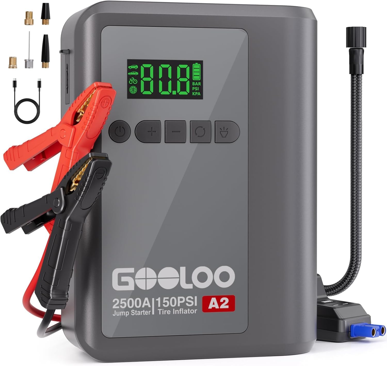 GOOLOO A2 8-in-1 Starthilfe Powerbank mit Luftkompressor Angebot bei HelloDeals