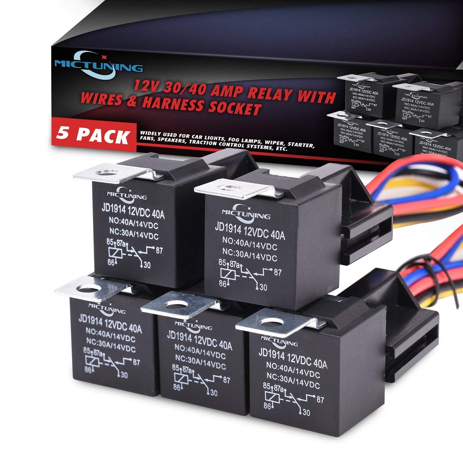 MICTUNING 30/40A 12V KFZ Relais 5 Set 🚗🔧🌈 Angebot bei HelloDeals