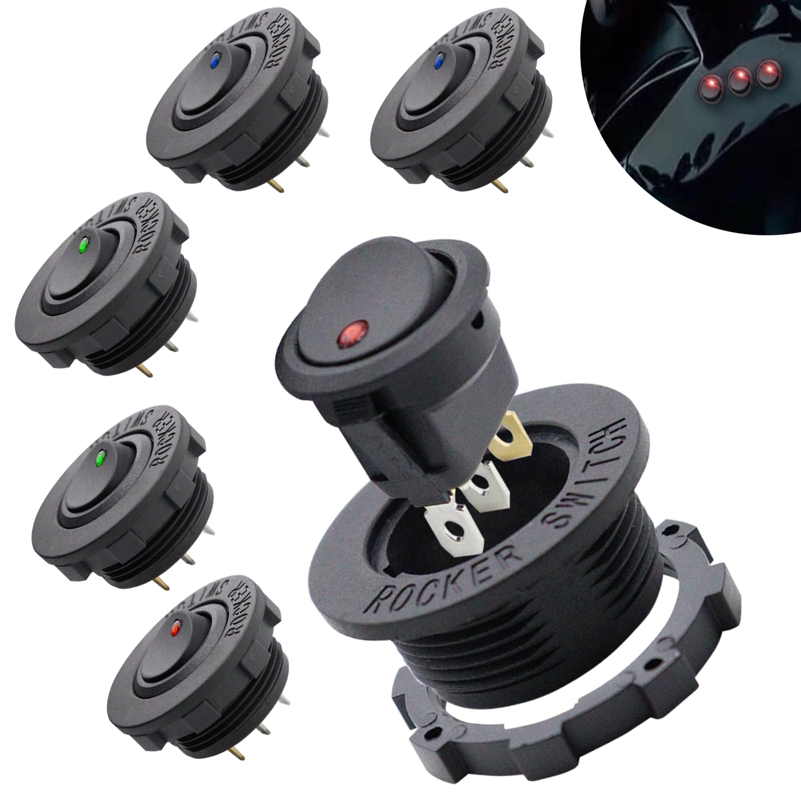 6 Stück Kippschalter 20 A/12V 3 Pin Rund EIN/AUS Schalter Wasserdicht 🚗🚤 Angebot bei HelloDeals