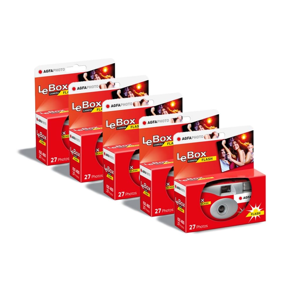 📸 AGFA Photo 601020 LeBox Flash Einwegkamera 5er Pack - Grau und Rot Angebot bei HelloDeals