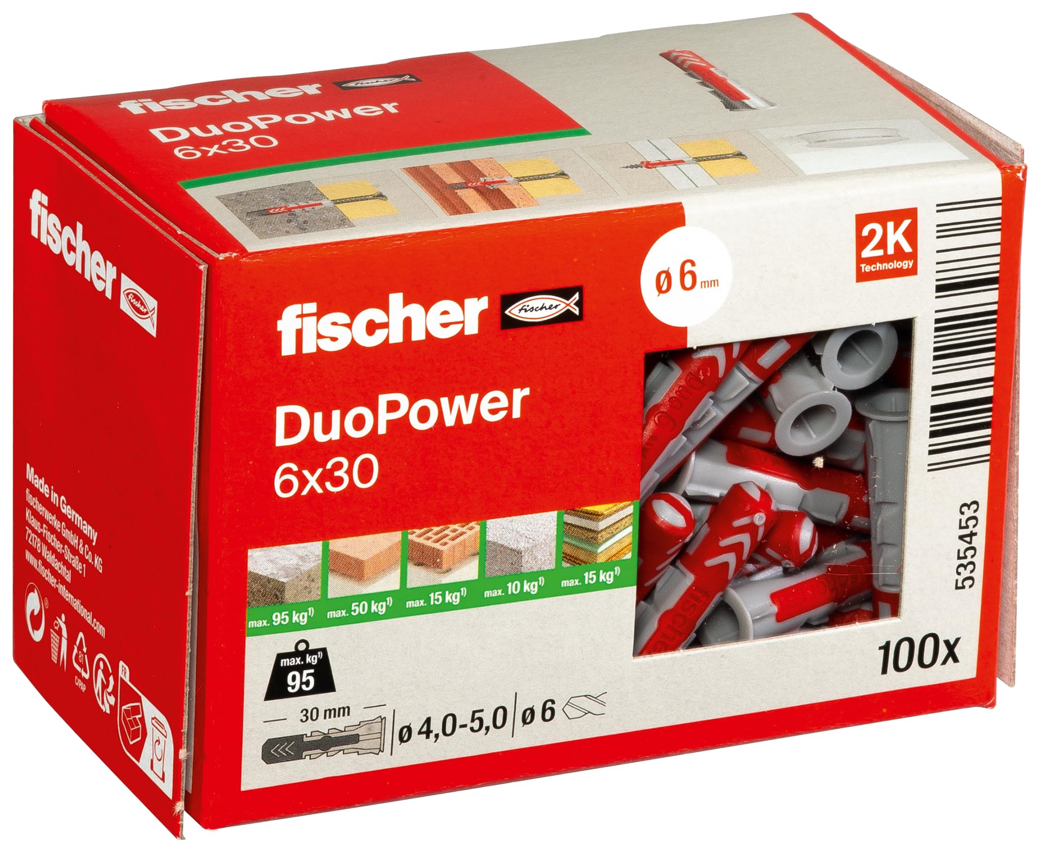 🔩🧱 Fischer DuoPower 6 x 30 Universaldübel 100 Stück - Angebot ohne Schrauben Angebot bei HelloDeals