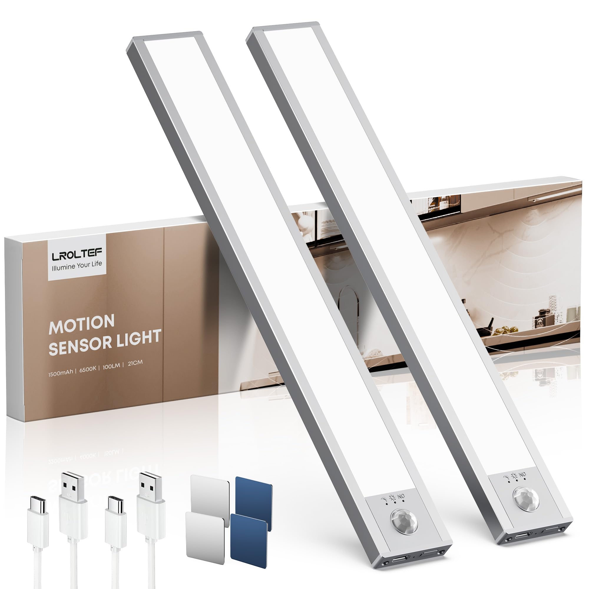 🌟 Super Angebot! Led Schrankbeleuchtung mit Bewegungsmelder - 2 Stück 21cm Unterbauleuchten Angebot bei HelloDeals