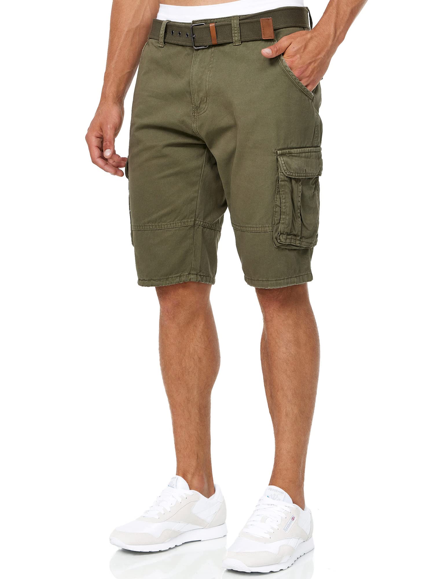 🌞 Indicode Herren Monroe Cargo Cargo-Shorts inkl. Gürtel | Bermuda Männer Sommerhose aus Baumwolle XL Army 🌿 Angebot bei HelloDeals
