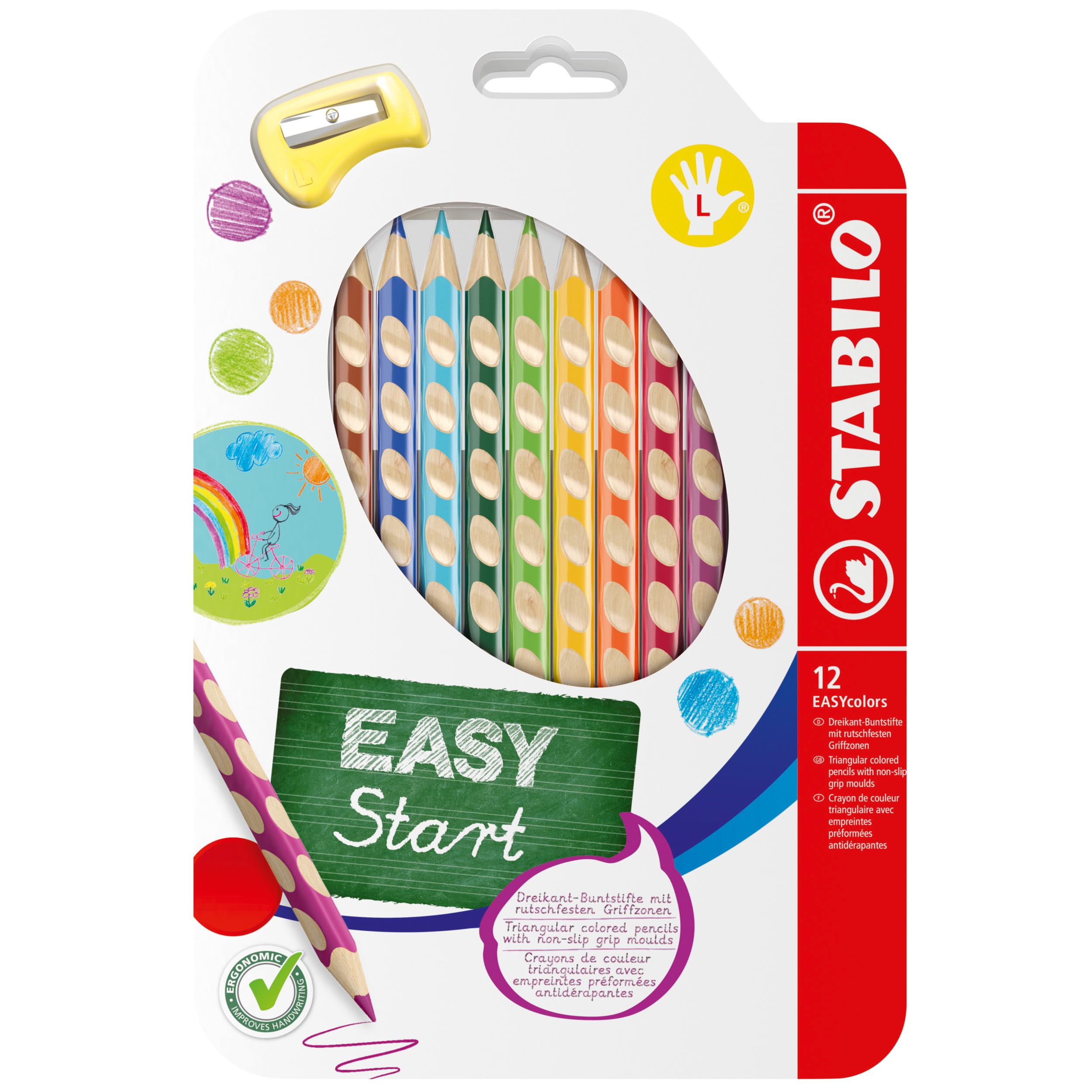 🌈 STABILO - Ergonomischer Buntstift für Linkshänder - EASYcolors - 12er Pack 🌟 Angebot bei HelloDeals