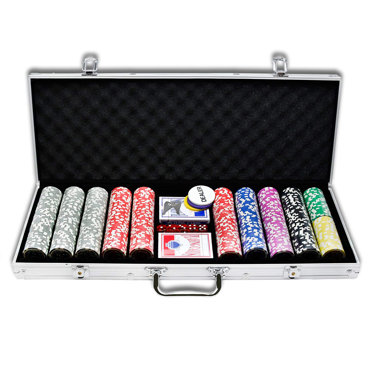 🃏🎲 UISEBRT Pokerkoffer Set 500 Chips - Pokerset Laser inkl. 2X Pokerdecks! 🎰 Angebot bei HelloDeals