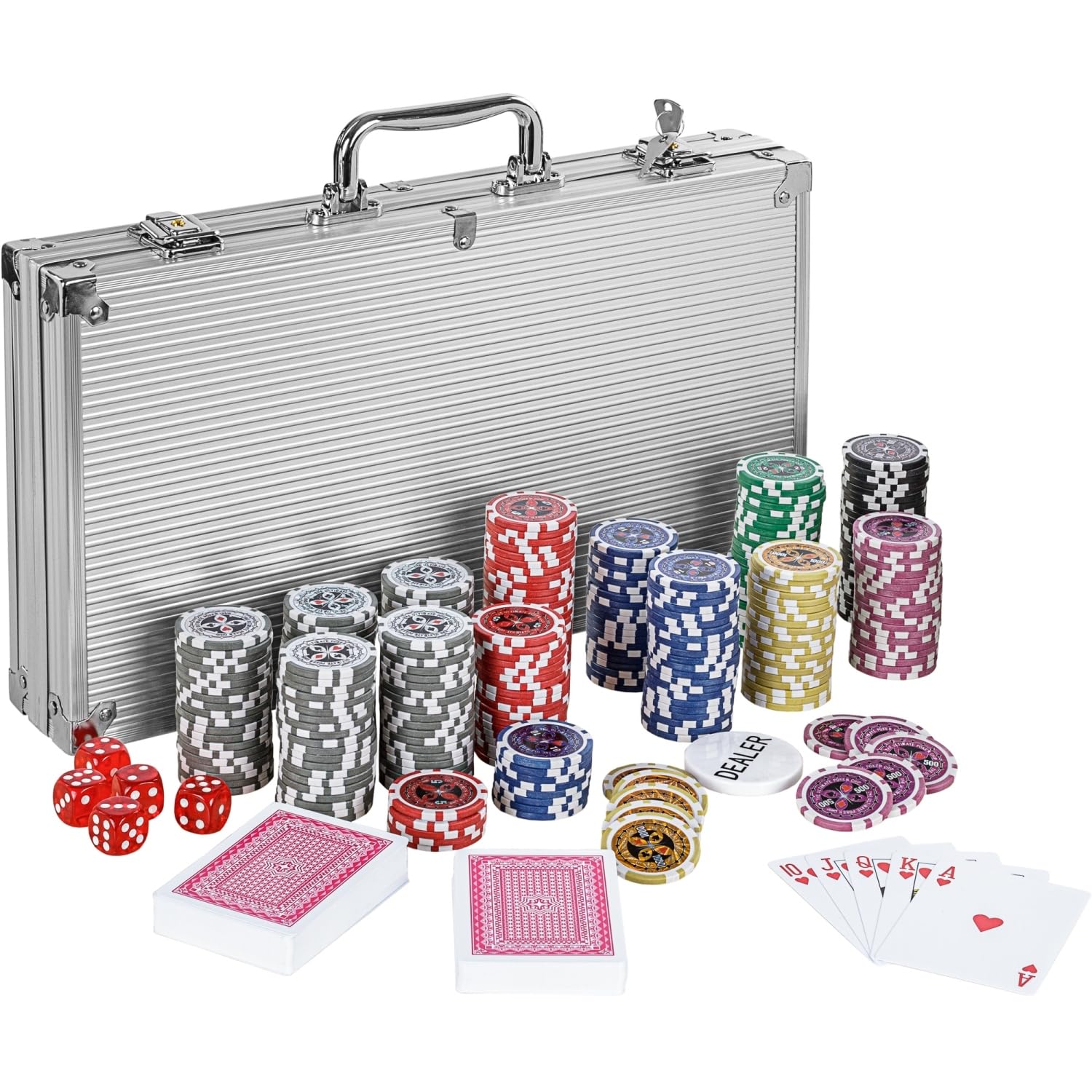 🃏🎰 GAMES PLANET Pokerkoffer mit 300 Laser-Chips, Silver/Gold/Black Edition 🌟 Angebot bei HelloDeals