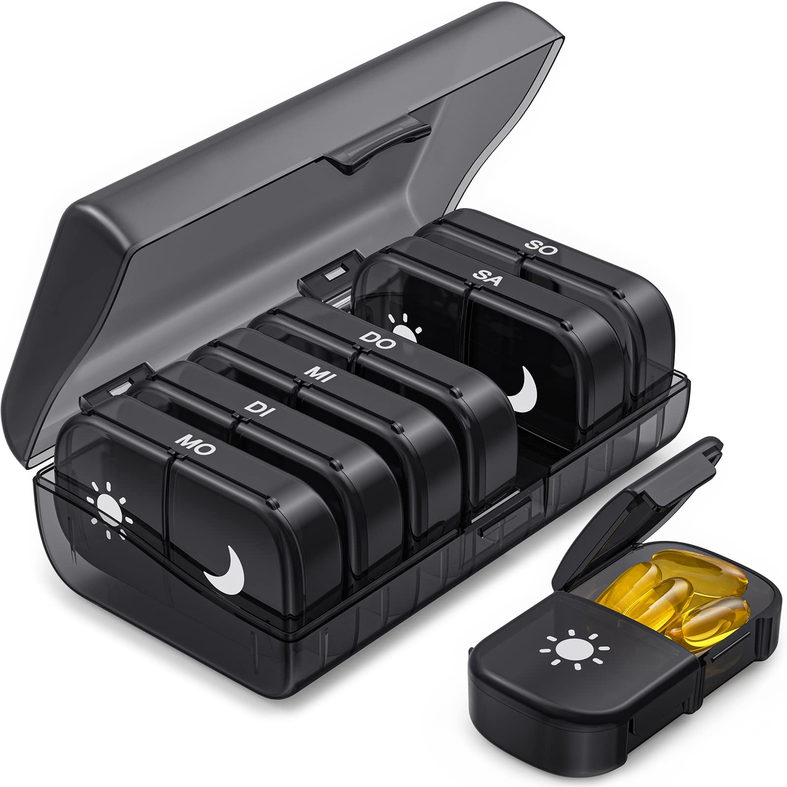 🌟 AUVON Tablettenbox 7 Tage Morgens Abends - Pillendose für Unterwegs 🌟 Angebot bei HelloDeals