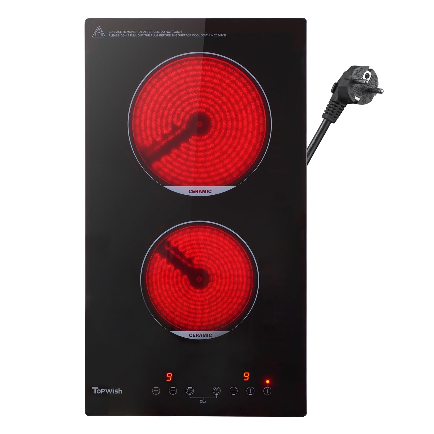 Topwish Glaskeramikkochfeld, 2 Zonen Keramikkochfeld, Elektroherd - Sonderangebot Angebot bei HelloDeals