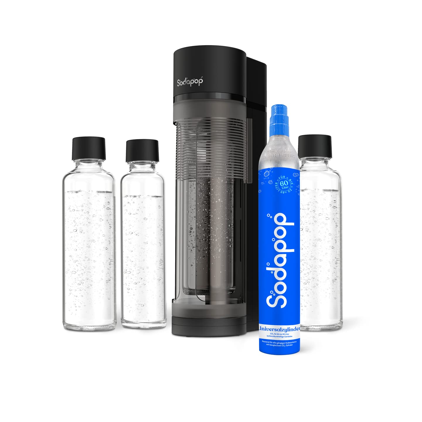 🌊🥤 Sodapop Wassersprudler Logan Starterset mit CO₂-Zylinder und 3x Glasflasche, Matt Schwarz 🌑🔥 Angebot bei HelloDeals