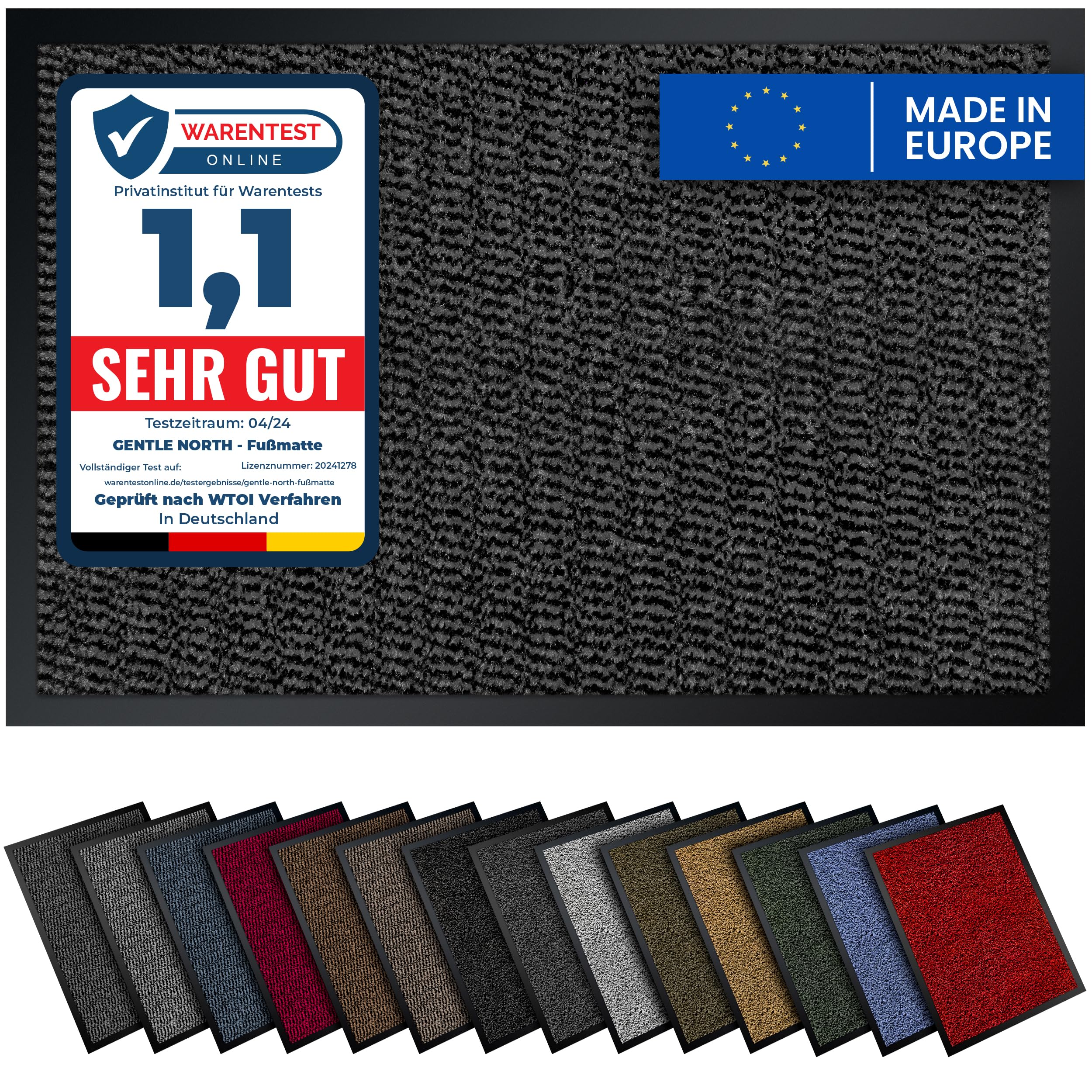 Gentle North Hochwertige Fußmatte grau schwarz 60x90cm groß für Innen & Außen 🏡🌧️ Angebot bei HelloDeals