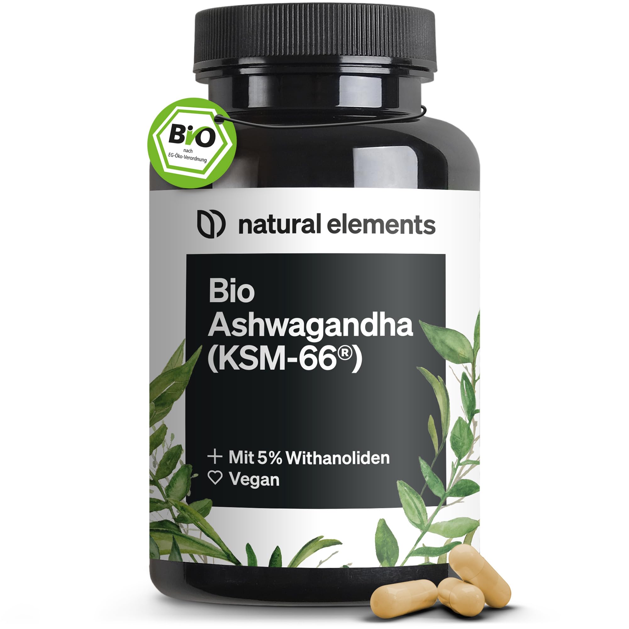 Bio-Ashwagandha – KSM-66® Premiumrohstoff (180 Kapseln) - 5% Withanolid-Gehalt Angebot bei HelloDeals