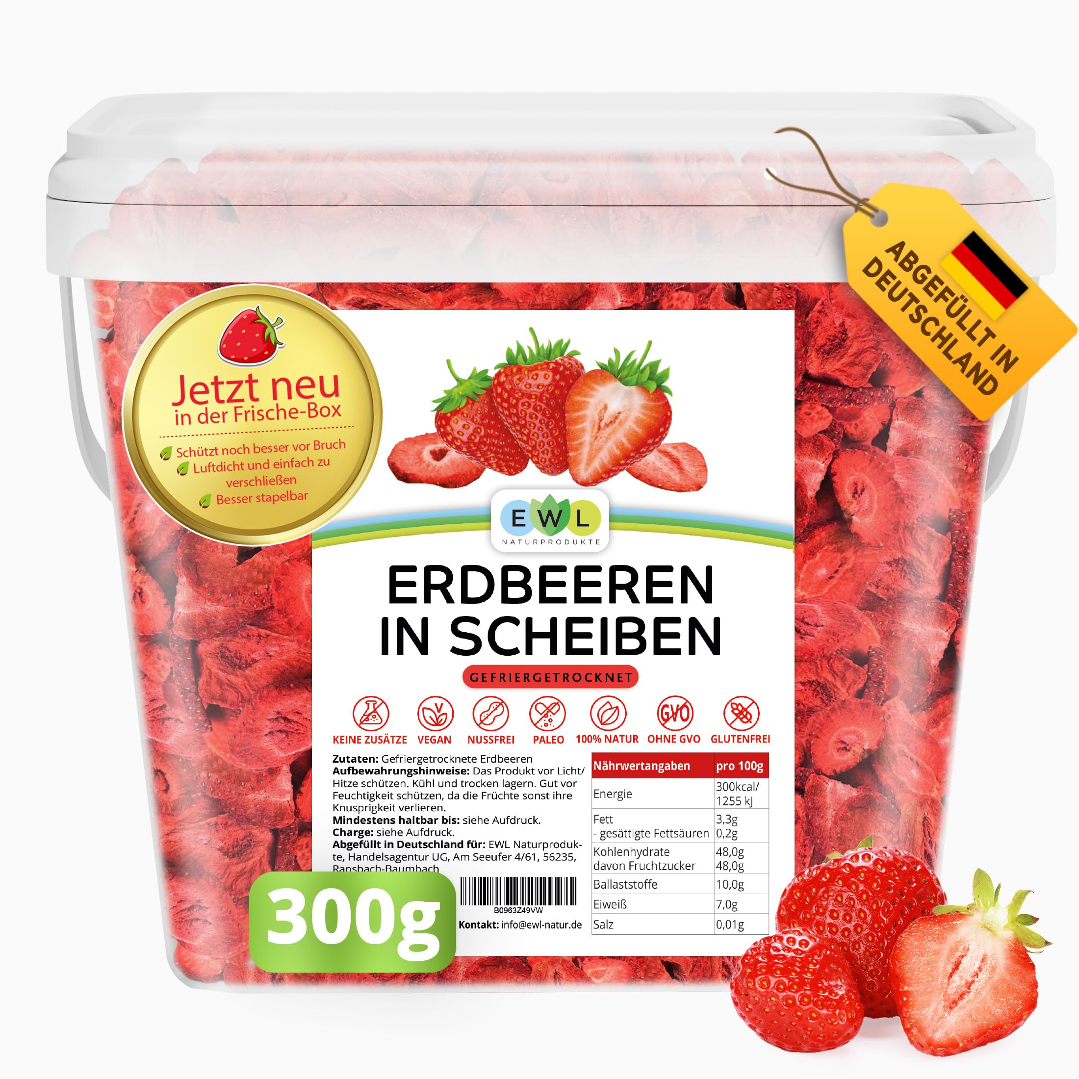Angebot: EWL Naturprodukte Gefriergetrocknete Erdbeeren 300g Angebot bei HelloDeals