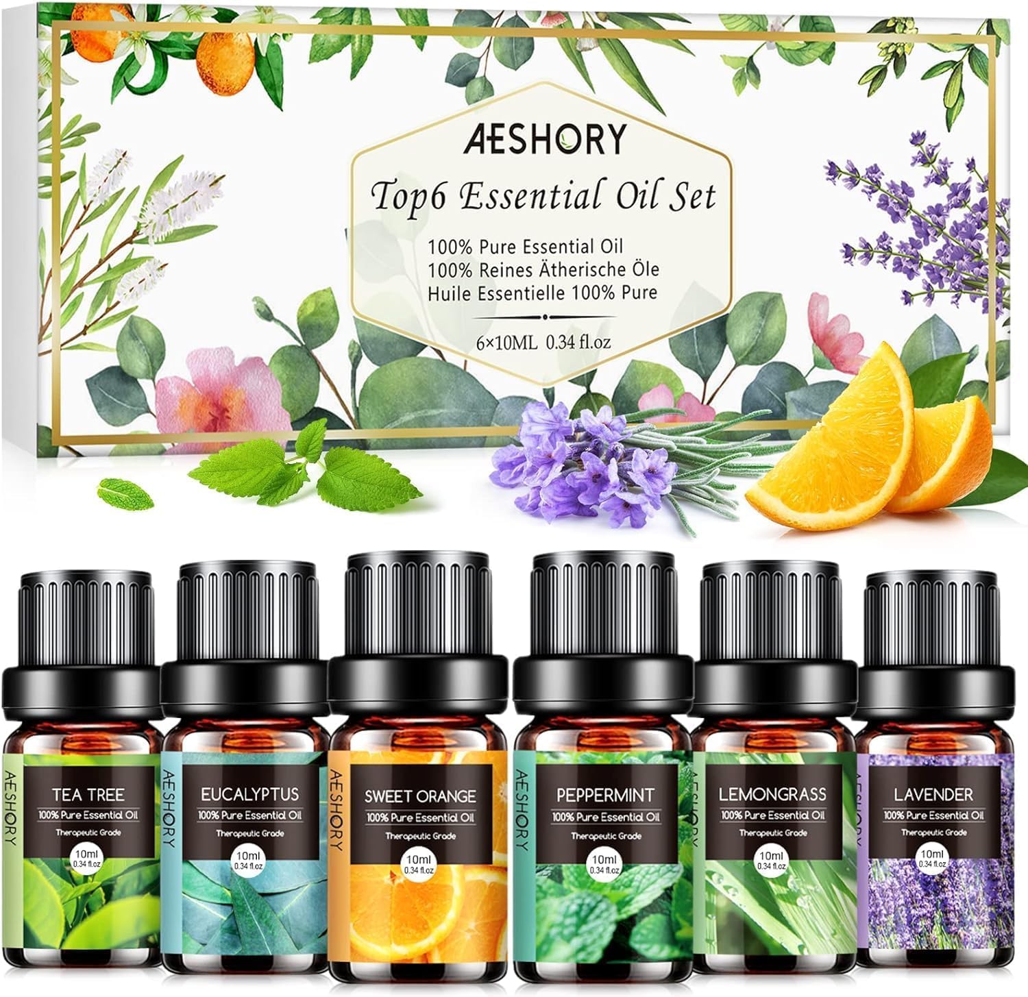 AESHORY Ätherische Öle Set für Diffuser 6 x 10ML 🌿🎁 Angebot bei HelloDeals