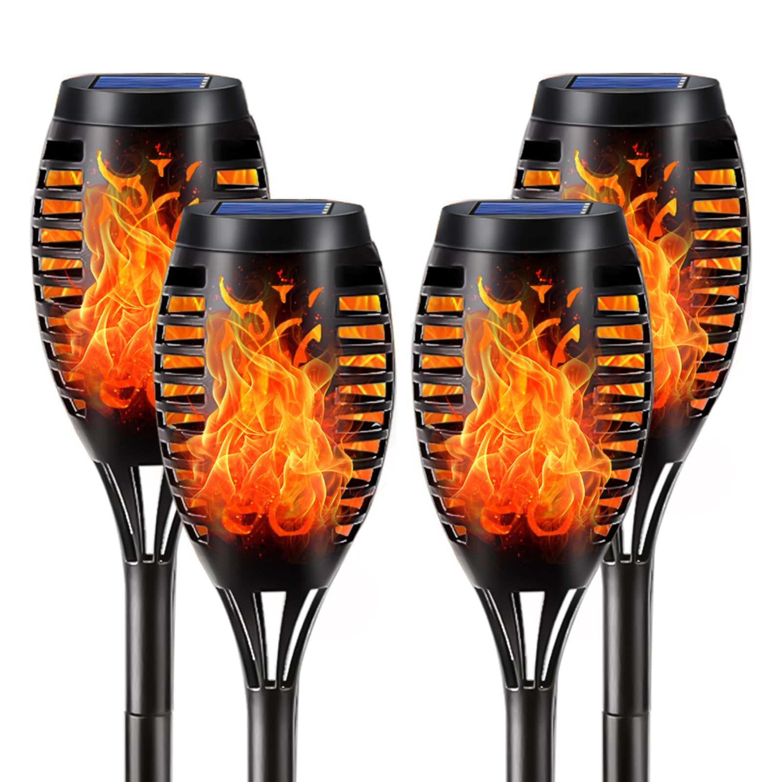 LQWELL® Solarleuchten Solar Fackellicht für Außen Garten 4 Stück 12 LED Solarlampe 🌞🔥 Angebot bei HelloDeals