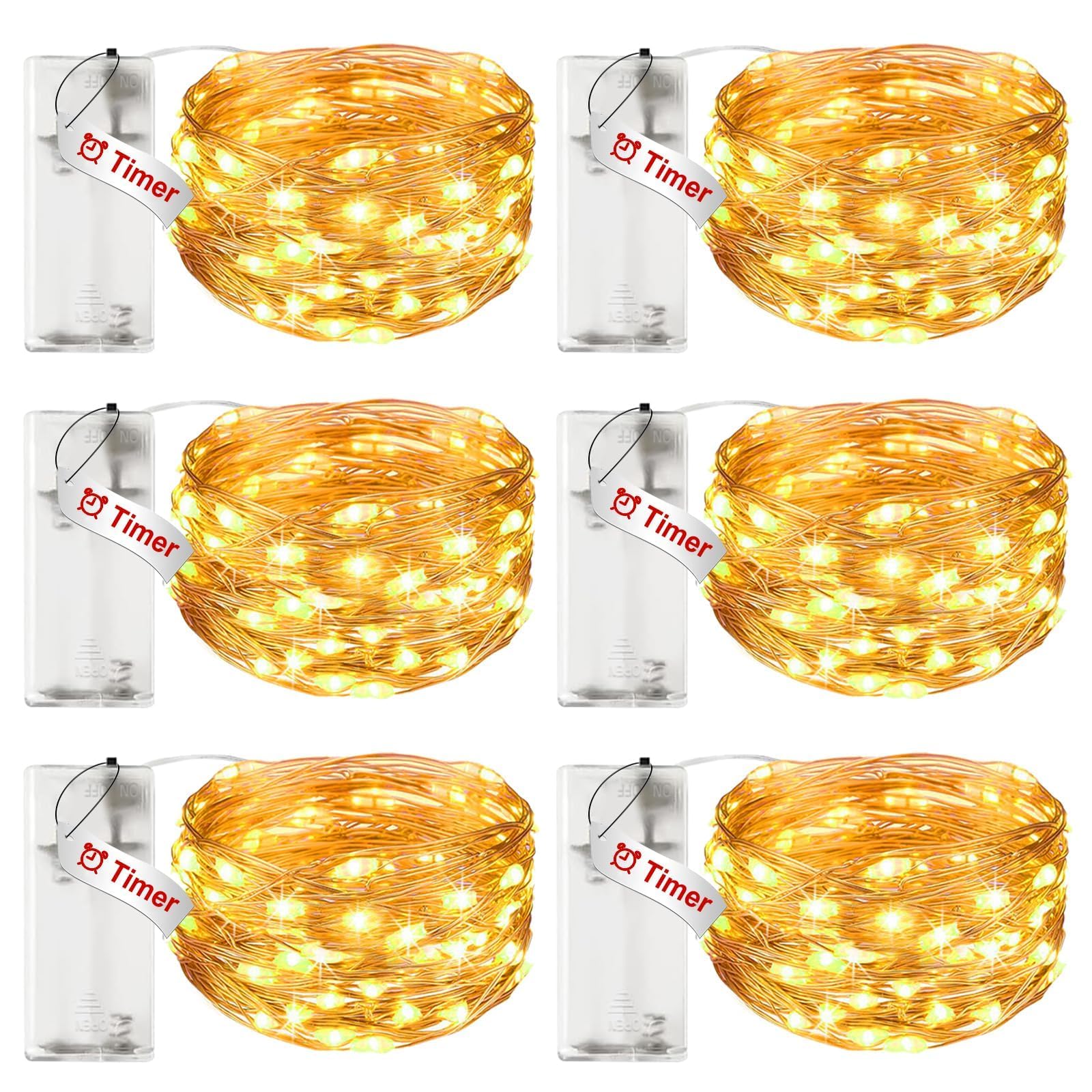 Litogo 6 Stück LED Lichterkette Batterie mit Timer Angebot bei HelloDeals