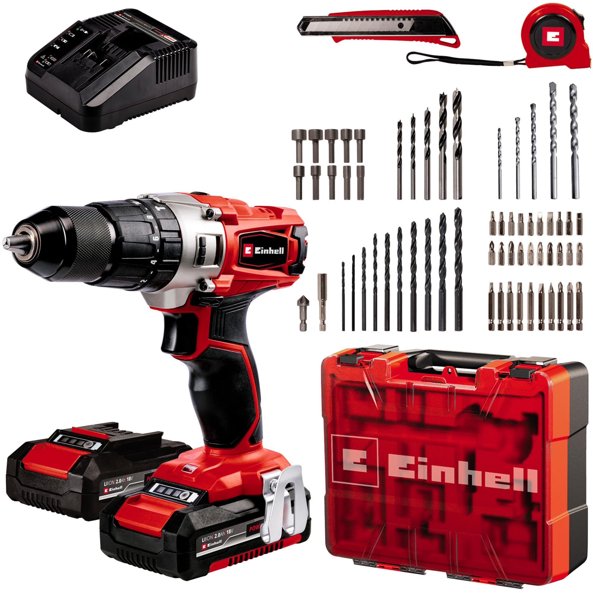 🔧🔋 Einhell Akku-Schlagbohrschrauber TE-CD 18/2 Li-i +64 (2x2,0Ah) Power X-Change Angebot! 🔋🔧 Angebot bei HelloDeals
