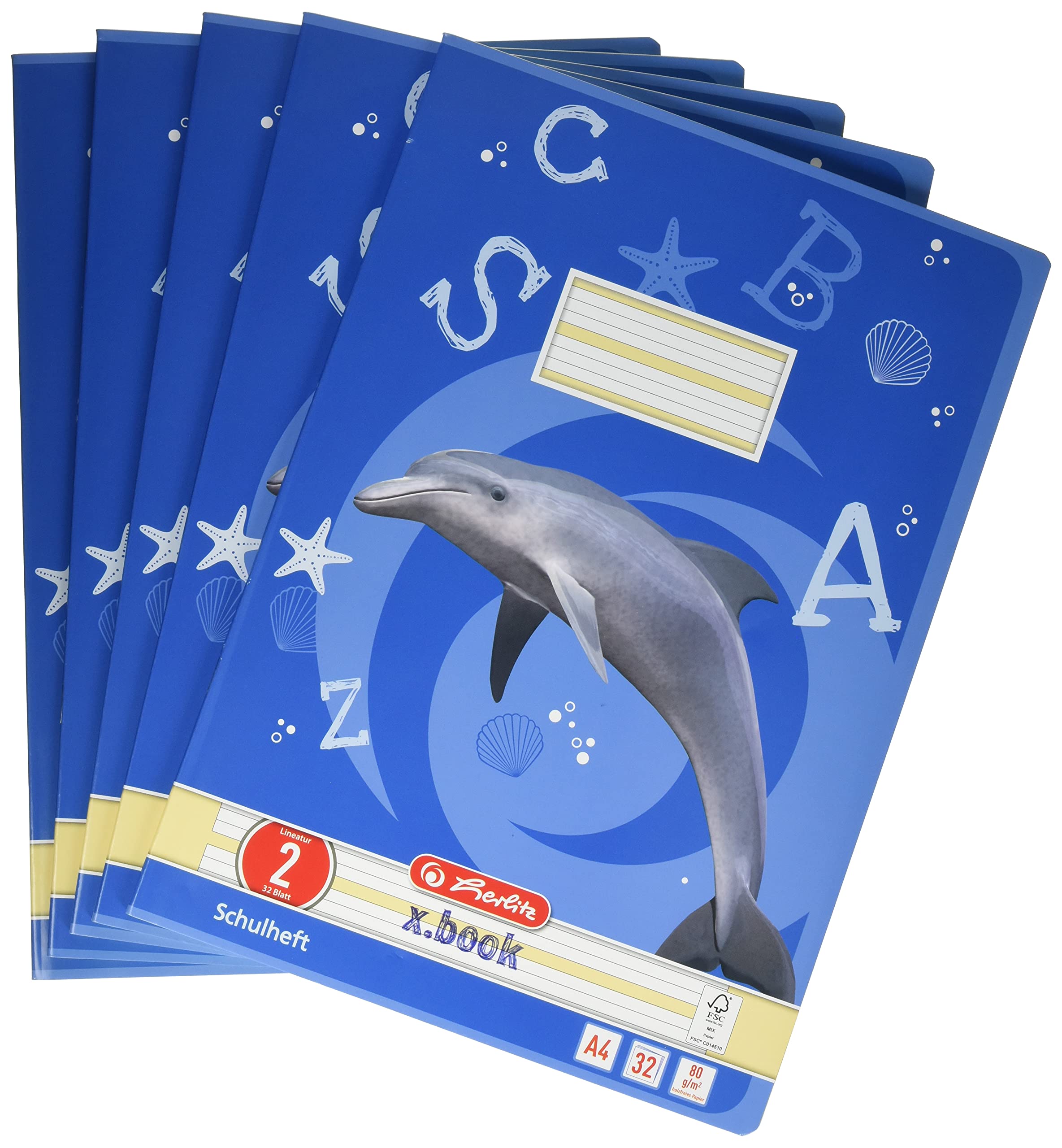📚 Herlitz Schulheft x.book A4, Lineatur 2, 2. Klasse, 32 Blatt, 5 Stück 🎒 Angebot bei HelloDeals