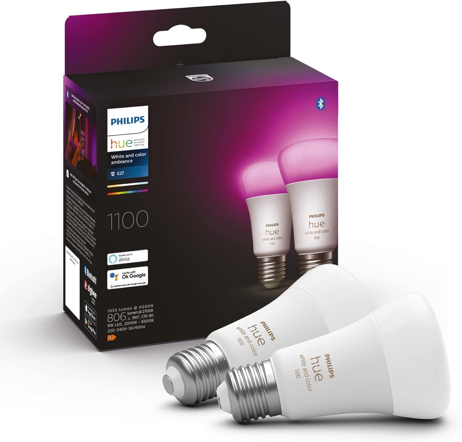 🌈 Philips Hue White & Color Ambiance E27 LED Lampen - 2er Pack Angebot bei HelloDeals