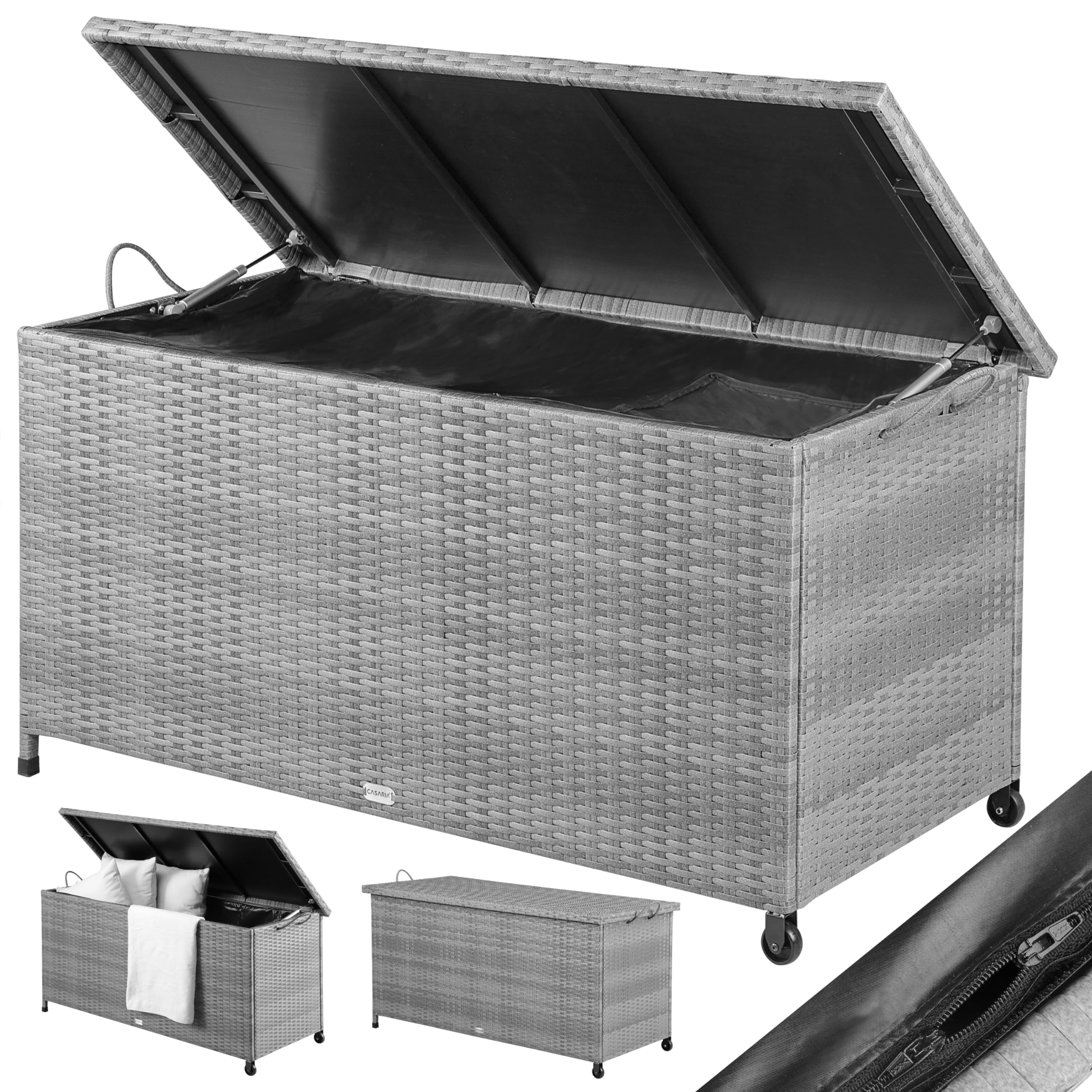🌿 Casaria® Gartenbox Auflagenbox mit Rollen 270L Stauraum UV-beständig 🌧️ Wetterfest 117x53cm Grau Angebot bei HelloDeals