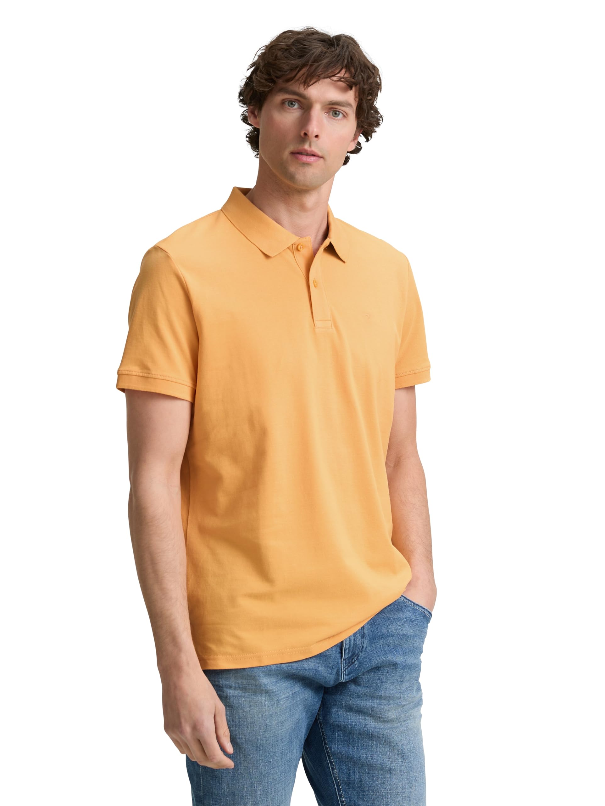 👕 TOM TAILOR Herren Basic Piqué Poloshirt L 37103 - Peachy Orange 👕 Angebot bei HelloDeals