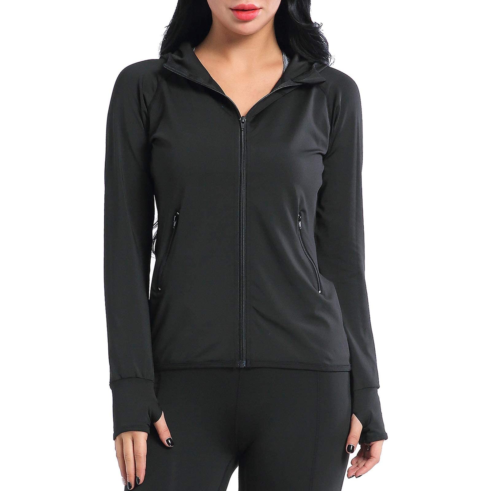 🏃‍♀️ AMZSPORT Damen Laufjacke Sportjacke Langarm Trainingsjacke Sweatjacke XXL 8003-schwarz Angebot bei HelloDeals