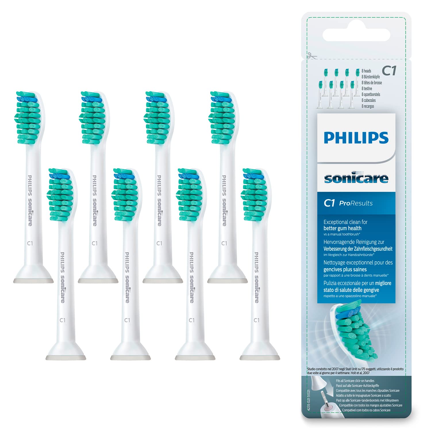 🌟 Philips Sonicare Original ProResults Standard Schallzahnbürstenköpfe - 8er-Pack in Weiß (Modell HX6018/07) - Deal Angebot bei HelloDeals