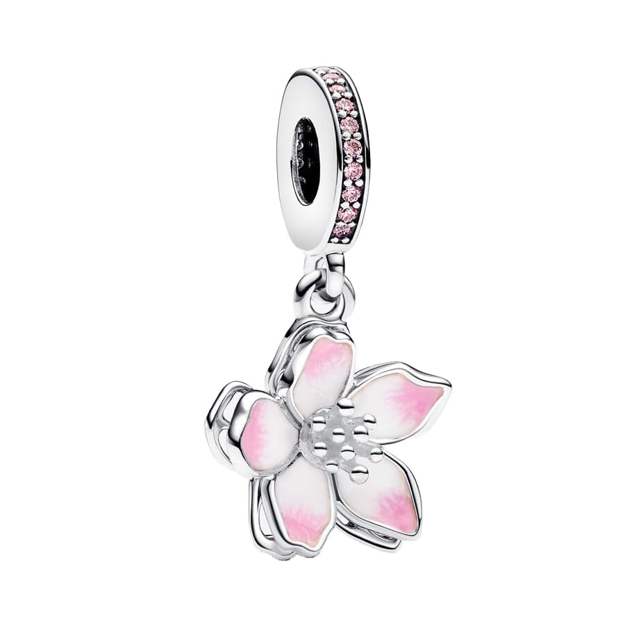 🌸 Feitery Kompatibel mit Charms Pandora Kirschblüten Perlen Charms für Damen Pink 🌸 Angebot bei HelloDeals