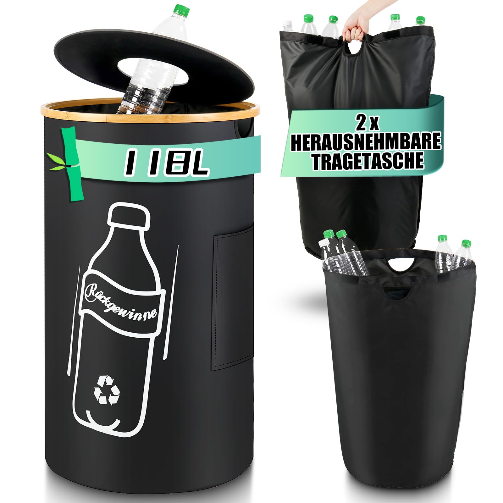 NAYAHOSE Pfandflaschen Sammelbehälter, 118L Flaschensammler Leergut 🍾🧺 Angebot bei HelloDeals
