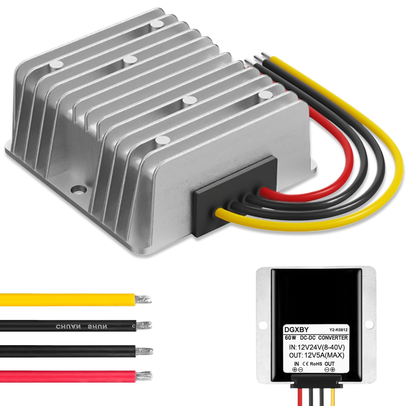 🔌🔋 Spannungswandler 12V 5A 60W - Wasserdichter Spannungsregler-Konverter Angebot bei HelloDeals