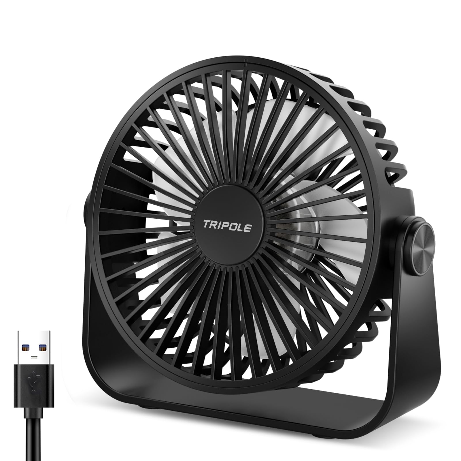 🌀🌬️ TriPole USB Tischventilator | 3 Geschwindigkeiten | 360° Rotation | Schwarz Angebot bei HelloDeals