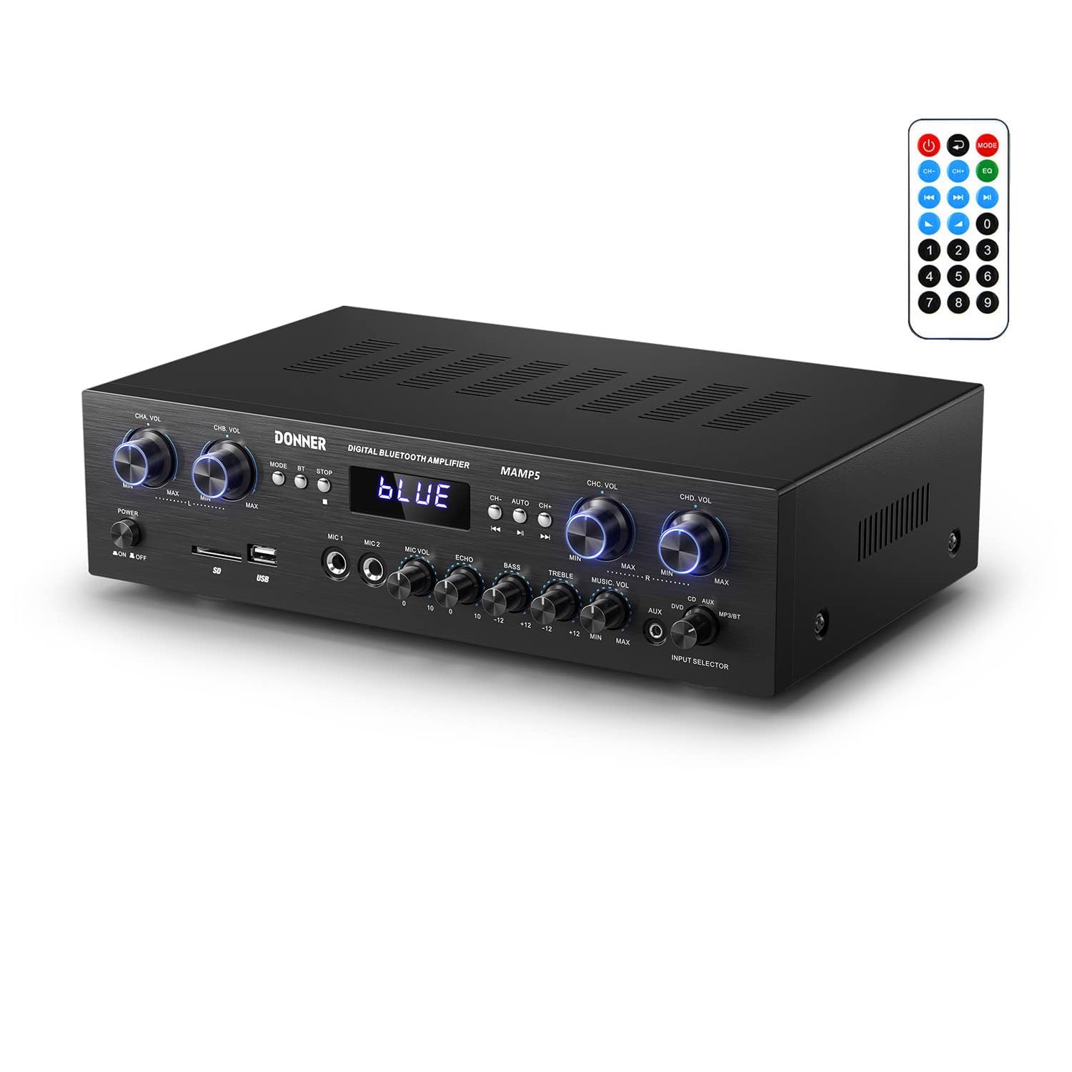 🔊🎶 Audio Leistungsverstärker Bluetooth 5.0 - Donner 440W 4 Kanal Stereo Receiver 🎤🔵 Angebot bei HelloDeals