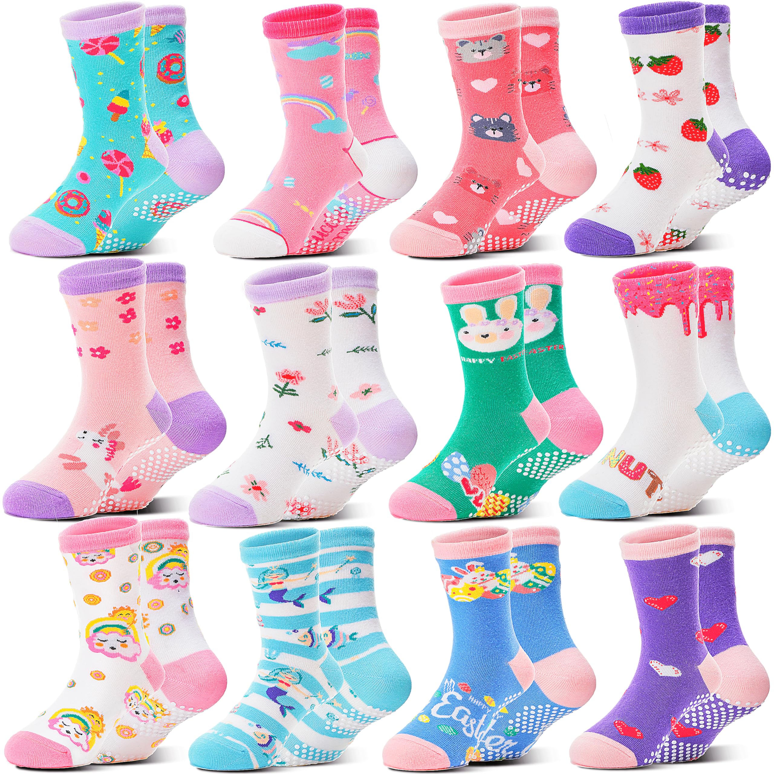 🌸 Welwoos 12 Paare Stoppersocken Kinder Baby Mädchen Socken Antirutschsocken Angebot bei HelloDeals