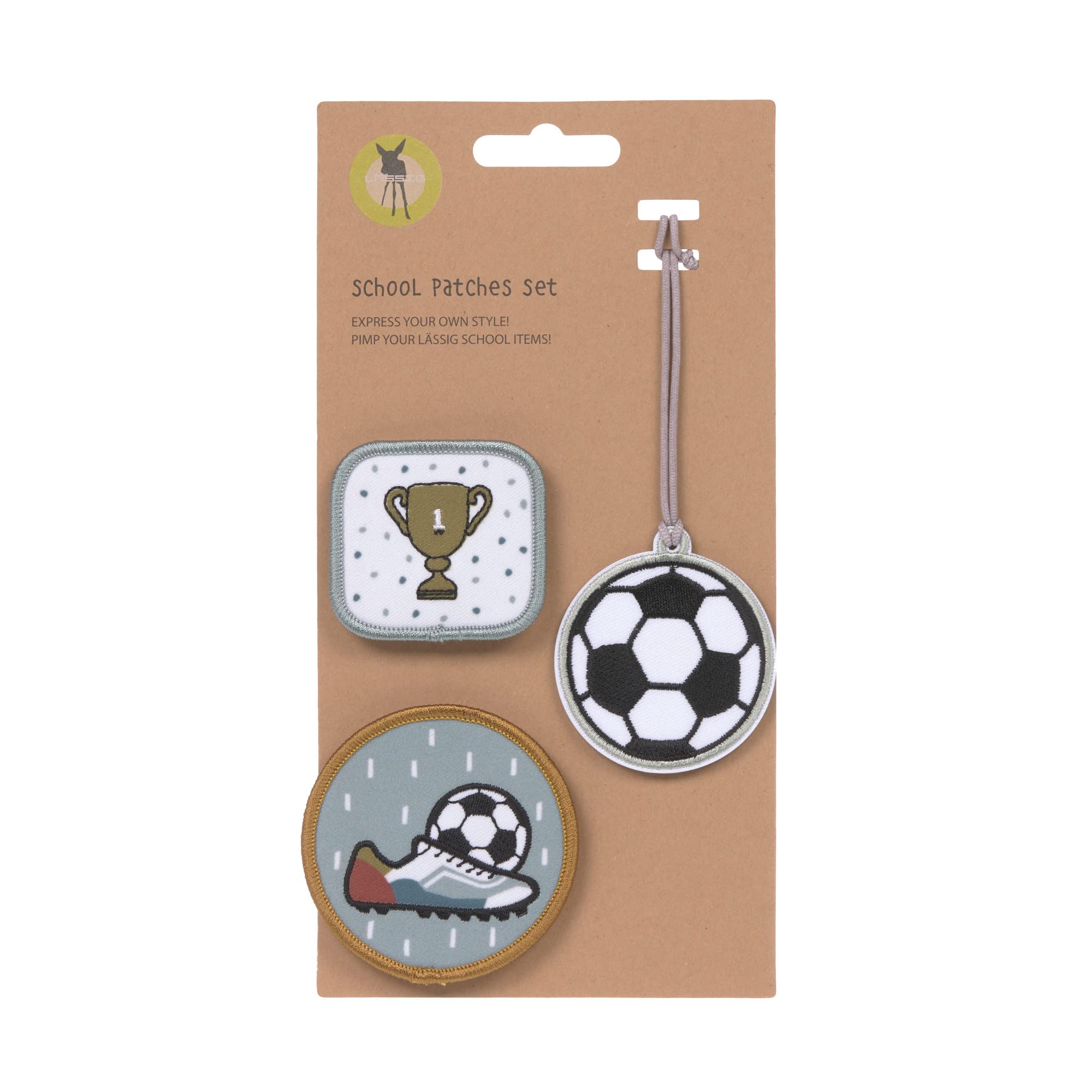 🎨 LÄSSIG Anhänger und Patches Set (3 Stk.) mit Druckknopf/School Patches Set Football - Sonderangebot! Angebot bei HelloDeals