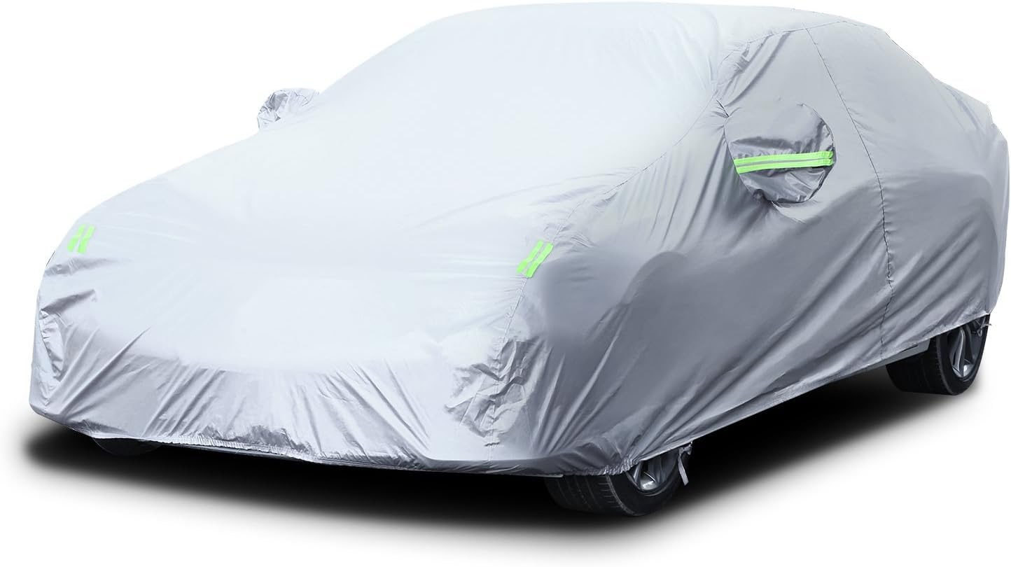 🚗 LOETAD Autoabdeckung 470x180x150cm | Wasserdicht, UV-Schutz, Winddicht | Winter Sommer Schutz Angebot bei HelloDeals
