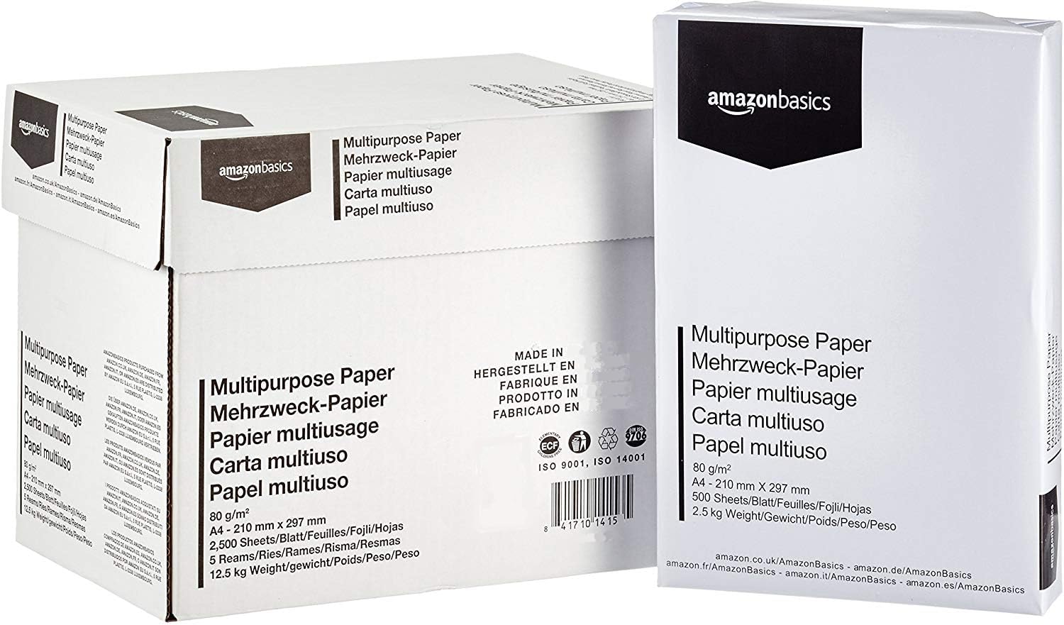 🎉 Deal: Amazon Basics Druckerpapier, DIN A4, 80 g/m², 2500 Stück, 5 Packungen mit 500, Weiß Angebot bei HelloDeals