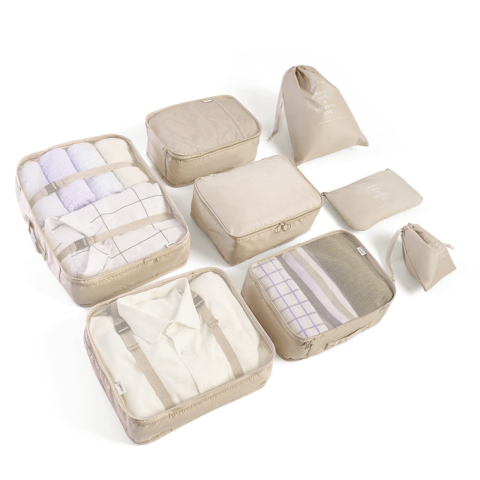 🌟 BillyBath Koffer Organizer Set - Reiseorganizer Packwürfel Kosmetik Travel Organizer Packtaschen für Koffer (8 teilig, Beige) 🧳✨ Angebot bei HelloDeals