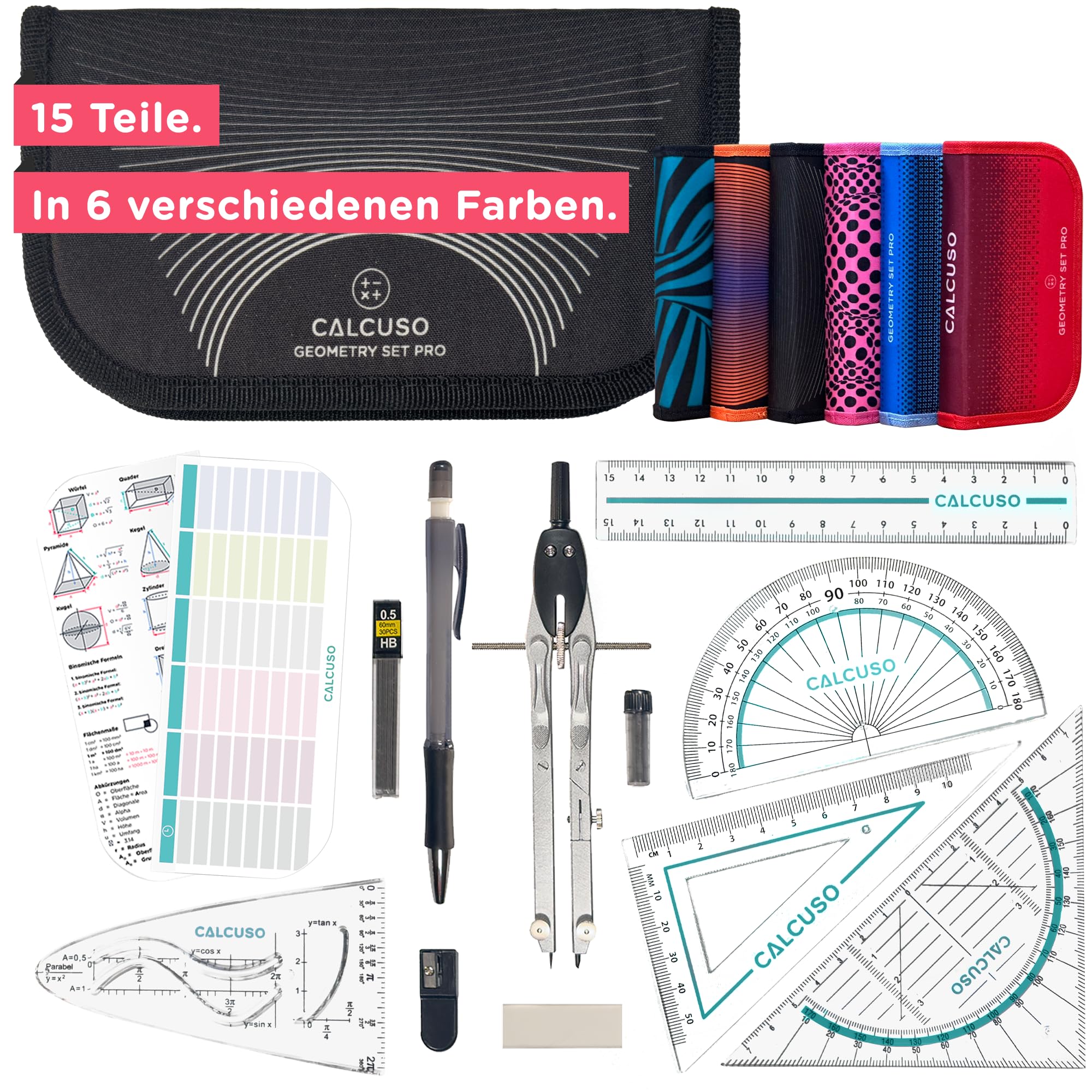 📐🔷 CALCUSO Geometrie Set Pro/Zirkel Set (15-teilig) 🖊️✏️ Angebot bei HelloDeals