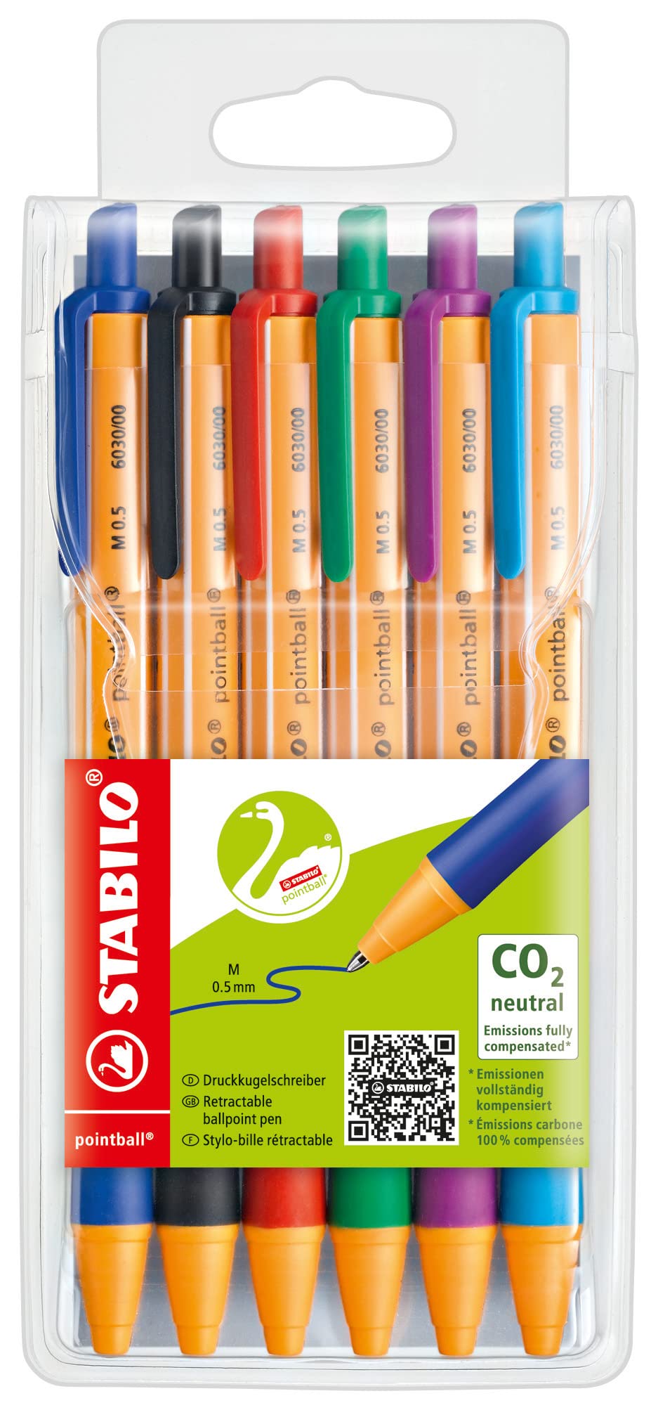 🖊️ STABILO - Druck-Kugelschreiber - pointball - 6er Pack - mit 6 verschiedenen Farben 6 Farben 6er Pack Angebot bei HelloDeals