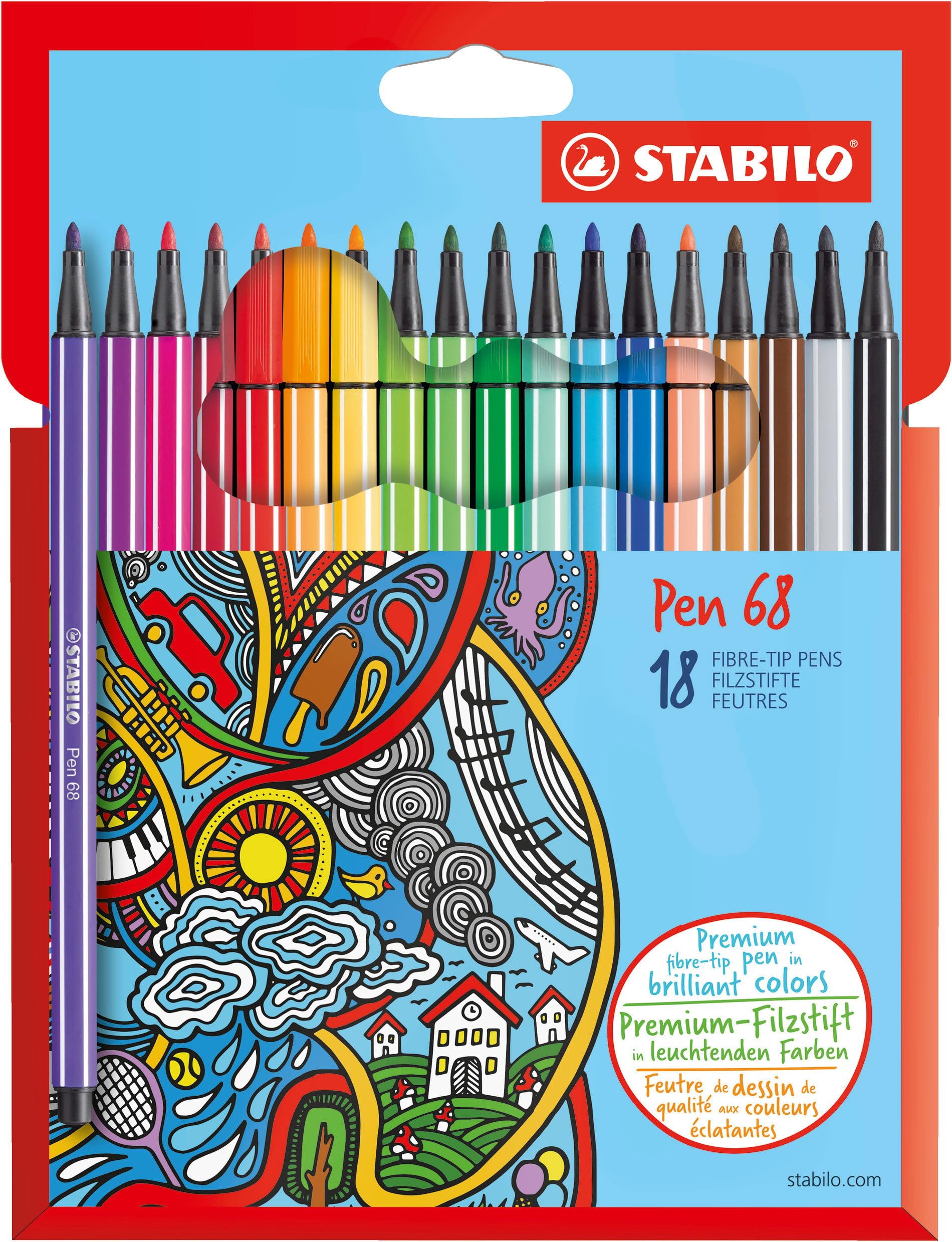 🖊️ Premium-Filzstifte von STABILO - 18er Pack in 18 verschiedenen Farben! Angebot bei HelloDeals
