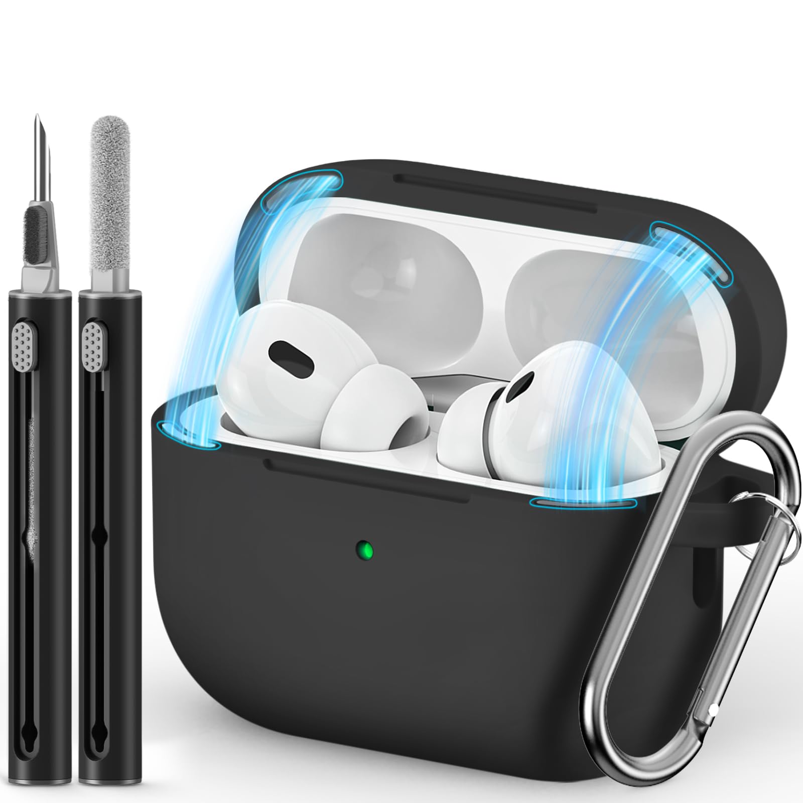 🎧 Inesore Kompatibel mit Airpods Pro Hülle, Magnetische Deckelverriegelung Silikon Schutzhülle für Apple Airpod Pro 2./1. Generation - Schwarz Angebot bei HelloDeals
