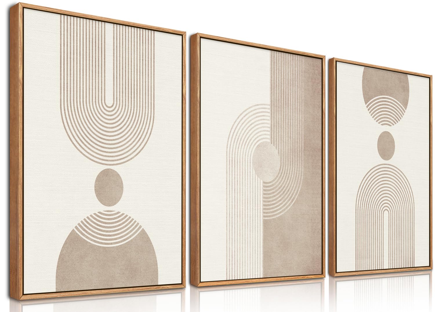 BINCUE Boho Abstrakte Wandkunst - Beige Braun Neutrale Leinwand Wandbilder Rahmen Angebot bei HelloDeals