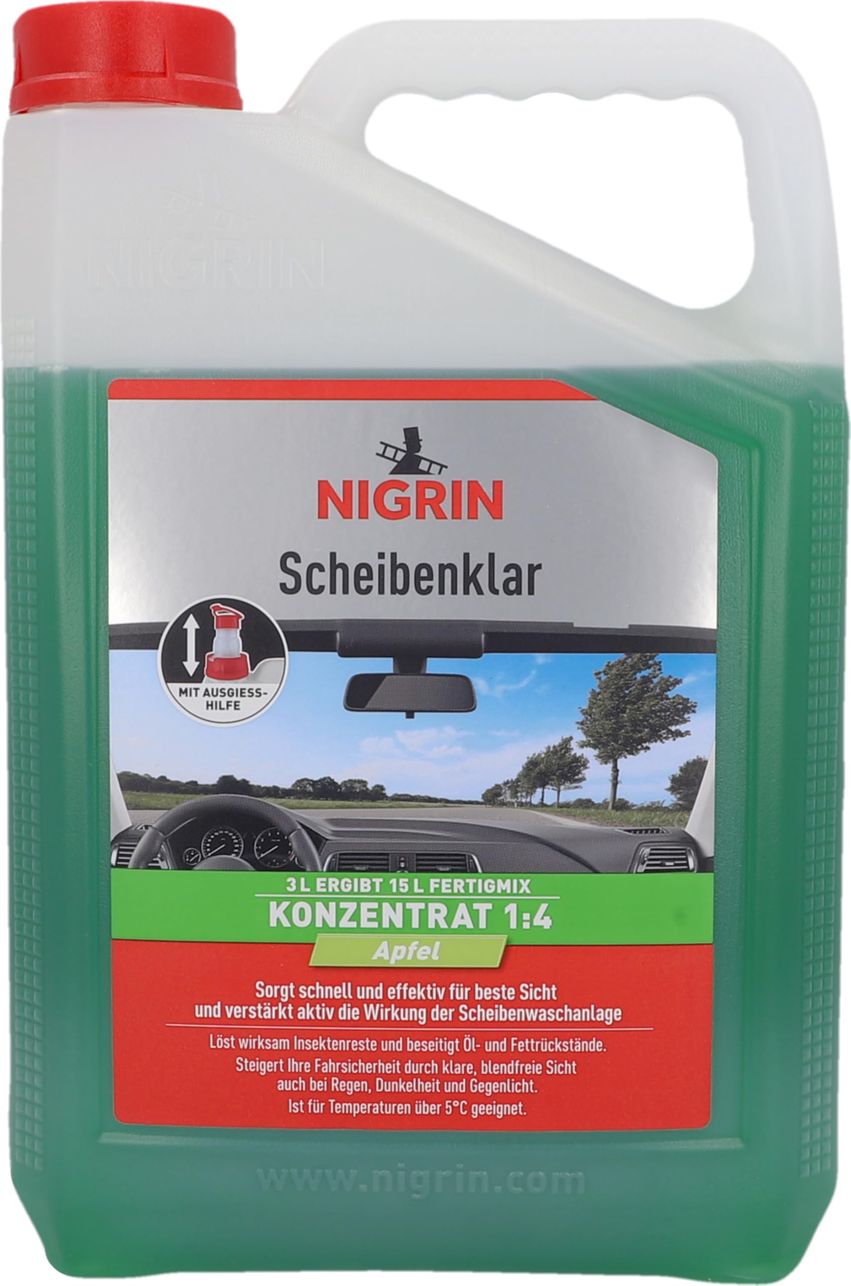NIGRIN Scheibenklar Konzentrat 1:4, 3 Liter, Apfel, grün Angebot bei HelloDeals