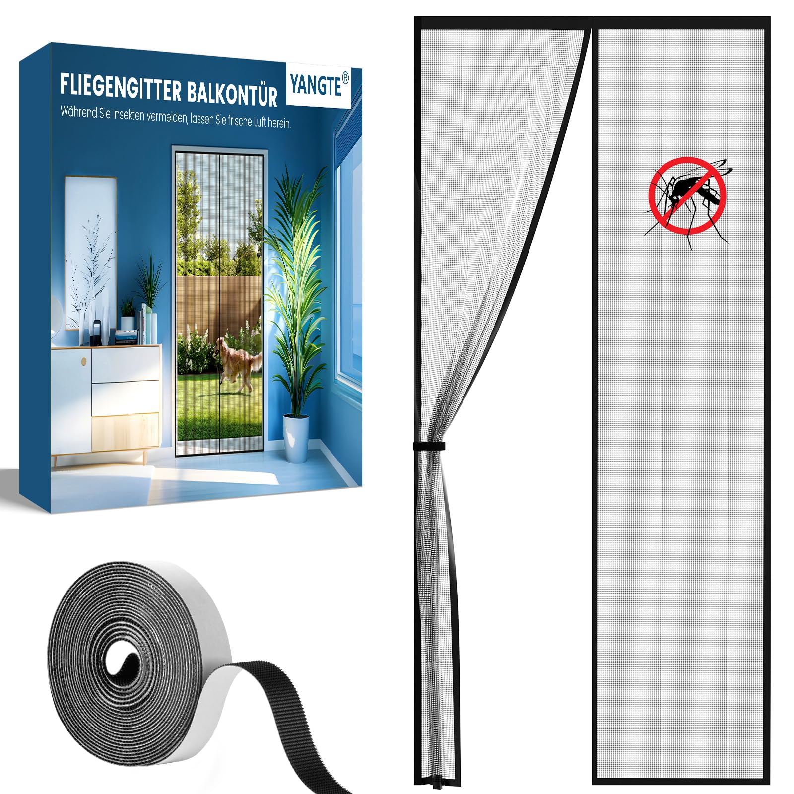 Fliegengitter Balkontür, Magnet Insektenschutz Tür 120x220 cm, Magnetvorhang Fliegenschutz Terassentür - Mückenschutz Türvorhang Kellertür - Fliegenvorhang Terrassentür Ohne Bohren,Schwarz Angebot bei HelloDeals