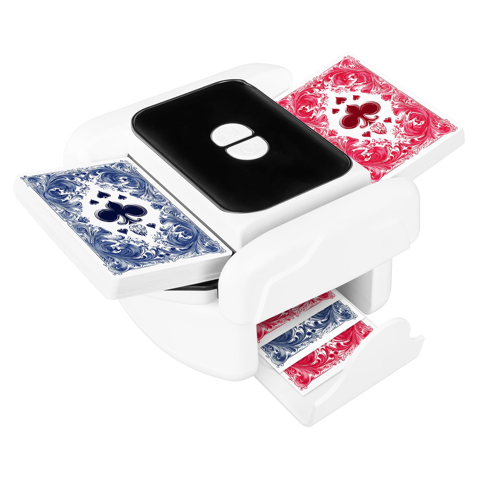 BEE&FLOWER Kartenmischmaschine - Automatisch, leise, wiederaufladbar Kartenmischer tragbar, geeignet für 1–2 Kartendecks wie Poker, Blackjack und andere Kartenspiele Weiß+Schwarz Angebot bei HelloDeals