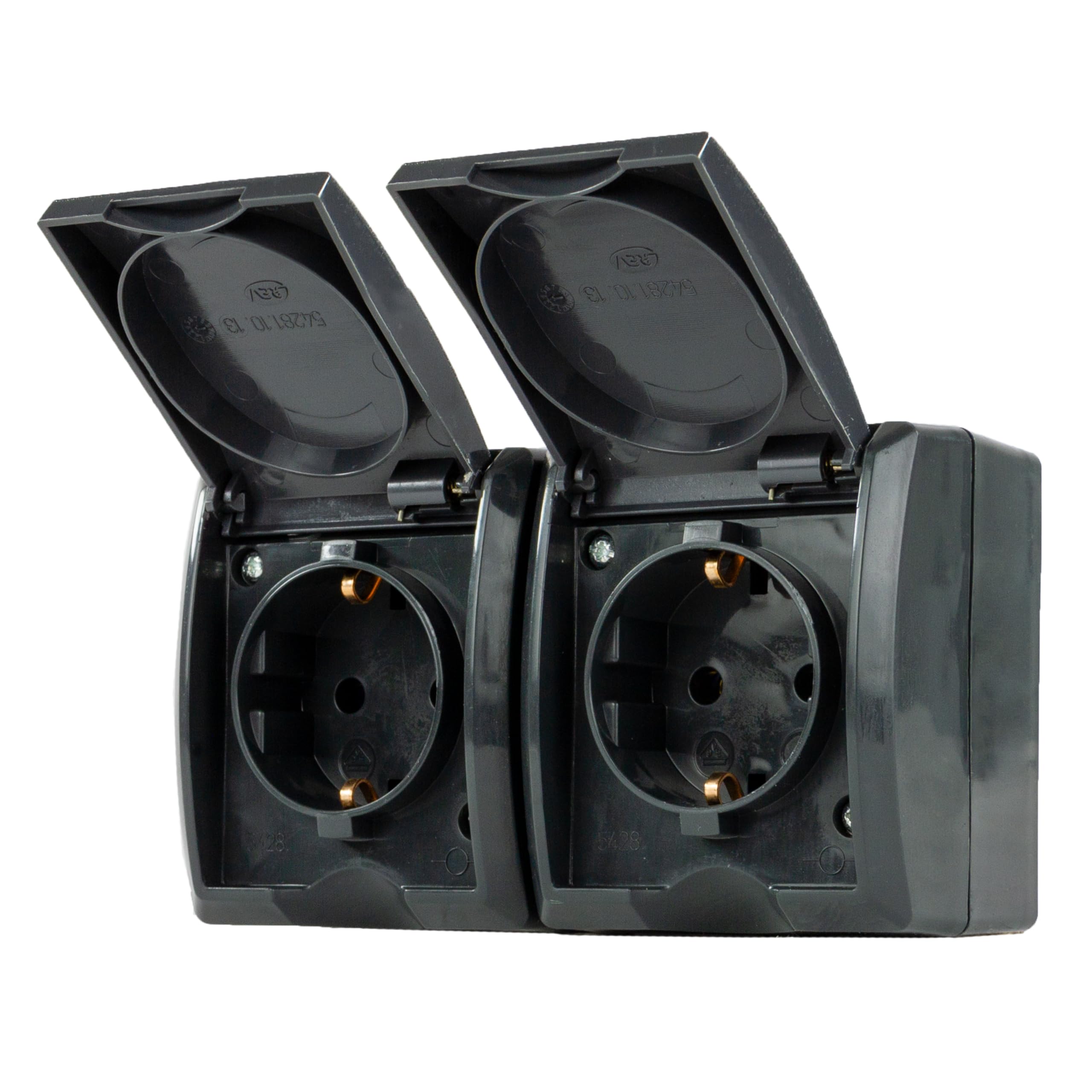 REV AquaForm, Doppelsteckdose-Feuchtraumsteckdose, IP44, Aufputz, anthrazit 1x Doppelsteckdose waagrecht Angebot bei HelloDeals