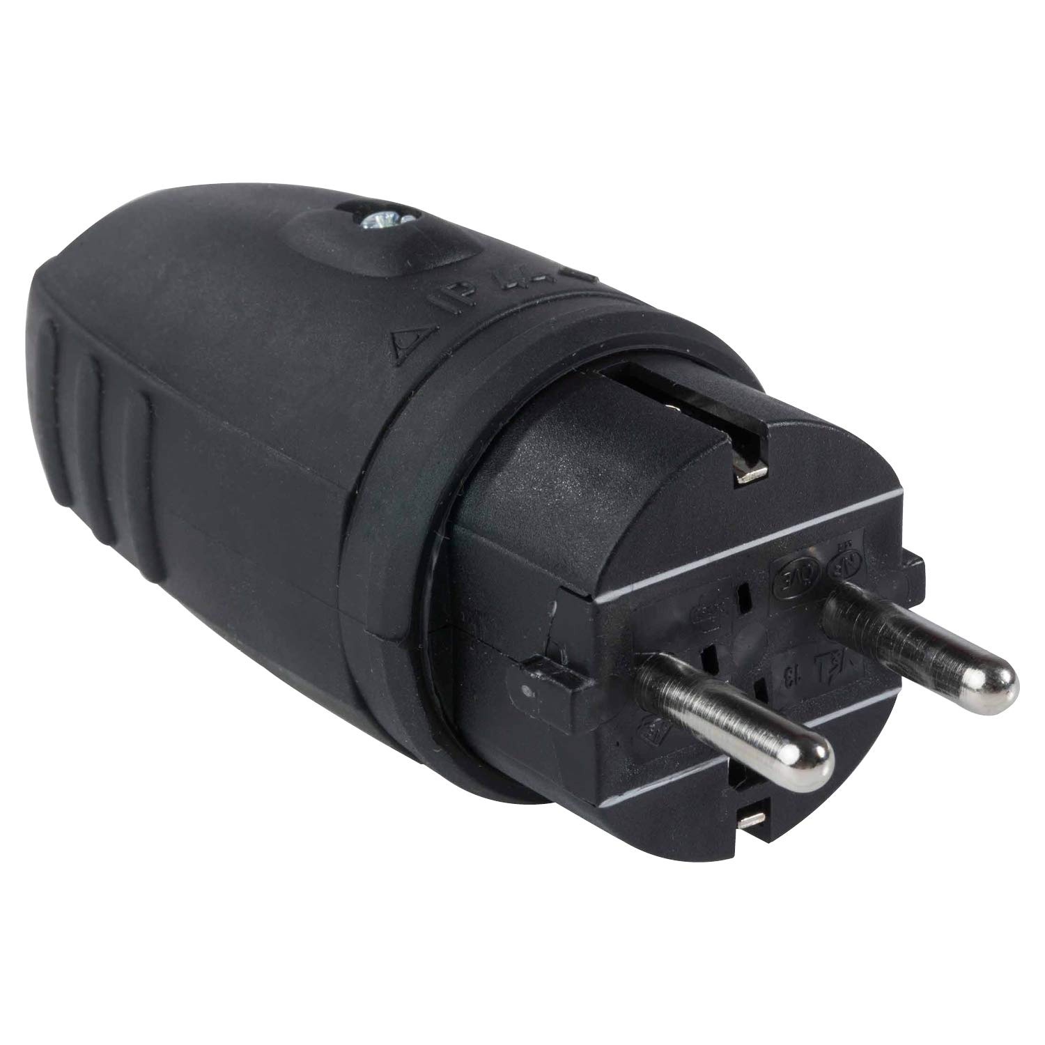 as - Schwabe Gummistecker Schutzkontaktstecker mit doppeltem Schutzkontakt, Leitungen bis max. 2,5mm² - für den Außenbereich geeignet, 230V, 16A, IP44, Schwarz, Made in Germany, 60410 Stecker Schwarz Angebot bei HelloDeals