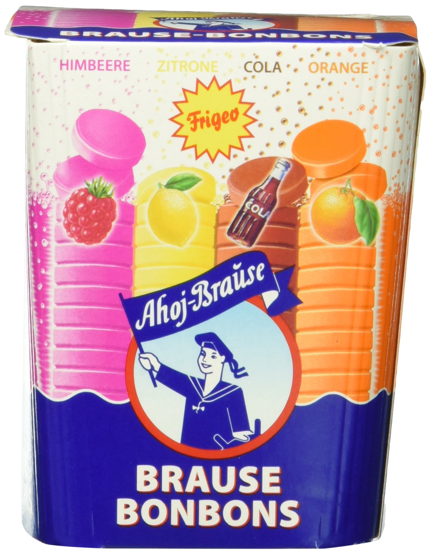 Frigeo Ahoj-Brause, Die Klassiker: runde Brause-Bonbons in den vier Geschmacksrichtungen Zitrone, Orange, Himbeere und Cola, 1-er Pack (1 x 125 g) Zitrone, Orange, Himbeere & Cola 125 g (1er Pack) Angebot bei HelloDeals