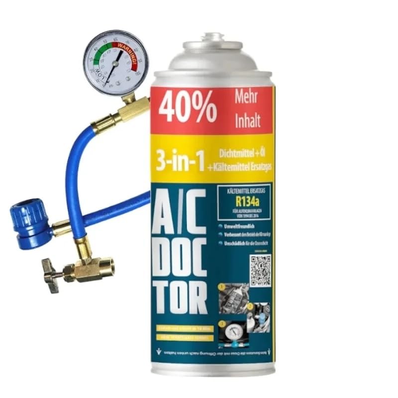 3in1 Dichtmittel, Öl & Kältemittel R134A Ersatzgas für Klimaanlagen von Autos 1995-2016 mit Füllschlauch Angebot bei HelloDeals