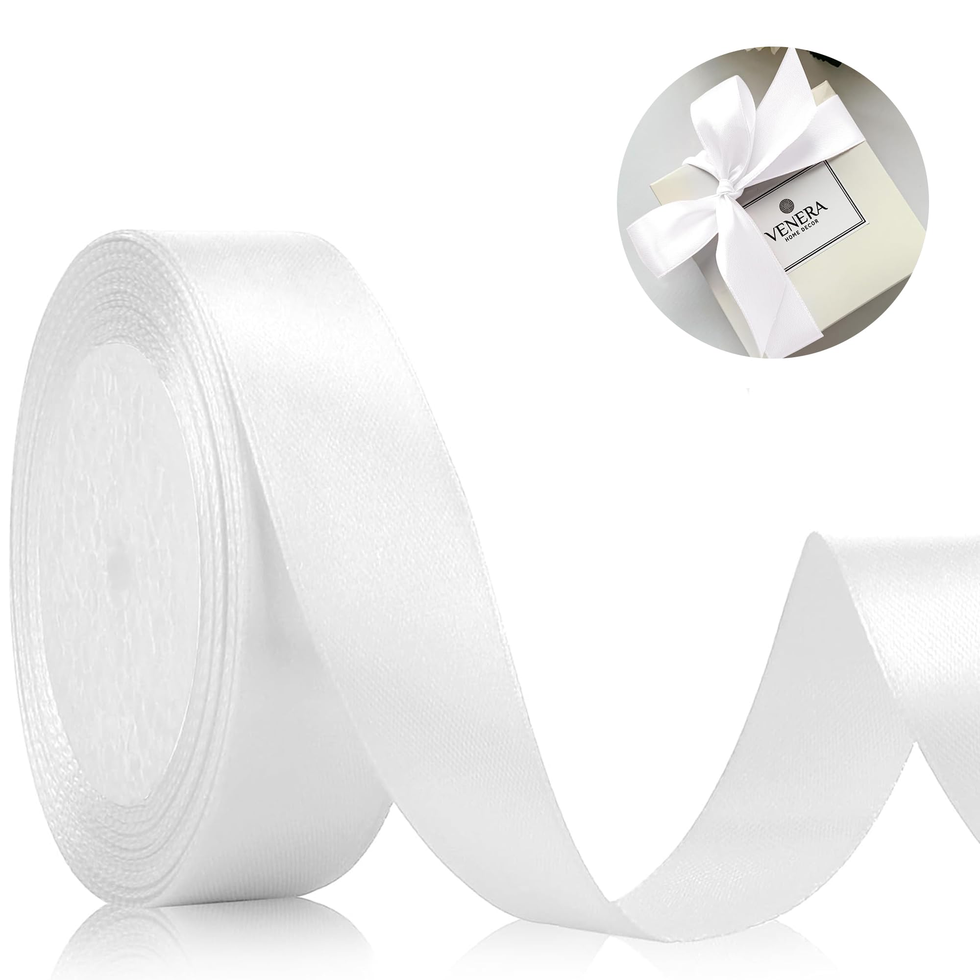 Geschenkband Satinband 22m, 20mm Breit Geschenkband, Weißes Schleifenband für Hochzeit, Bastelarbeiten und Geschenkverpackung Hochzeitsdekoration (Weiß) Angebot bei HelloDeals