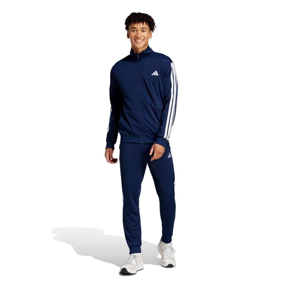adidas Herren Sportswear Basic 3 Stripes Tricot Tracksuit Trainingsanzug (1er Pack) L Dark Blue Angebot bei HelloDeals